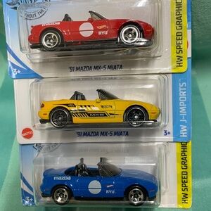 3 -91 Mazda MX-5 Miata Lot- Blue, Yellow, Red